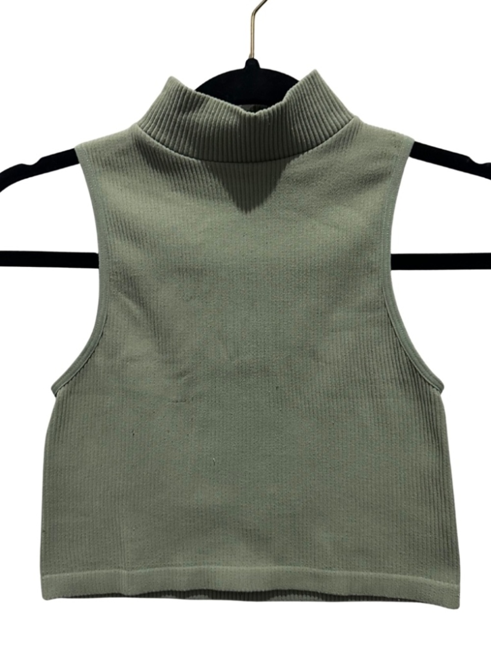 Zara green ribbed turtle neck tank top